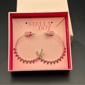 Stella & Dot Petal Earrings Silver Hoops - Never Used